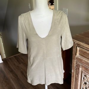 AS by DF front leather shirt in beige